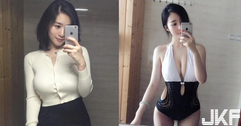 22歲「巨乳版張鈞甯」白嫩美胸逼死人！強國葡萄乾實在太性感了&#8230;