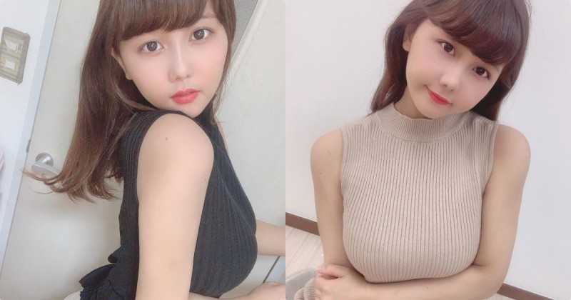 嫩妹「ななちゃ」側面胸型超凸兩顆，「雄偉山峰」發育太好啦！