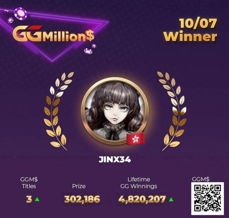 【EV扑克】GG赛场沸腾！中国香港选手jinx34再夺百万赛冠军，团队争霸赛赏金Baby正面迎战茅人及！