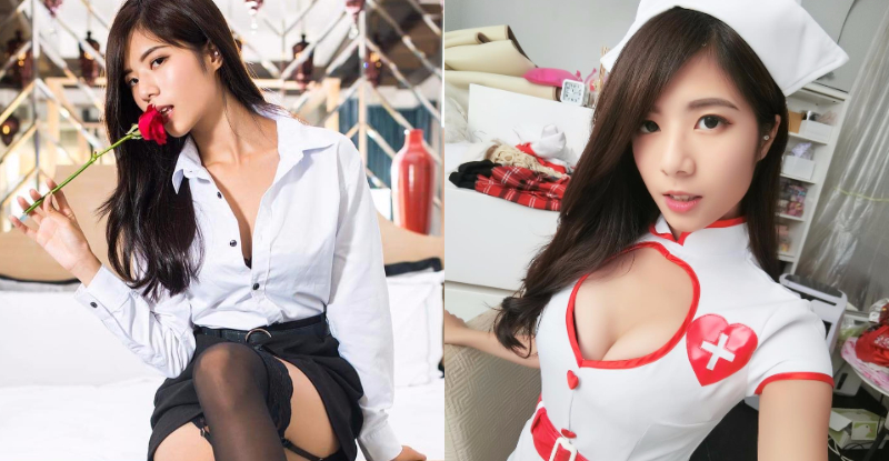 白襯衫窄裙「性感OL」解扣露溝好誘惑！角色扮演化身爆乳小護士！